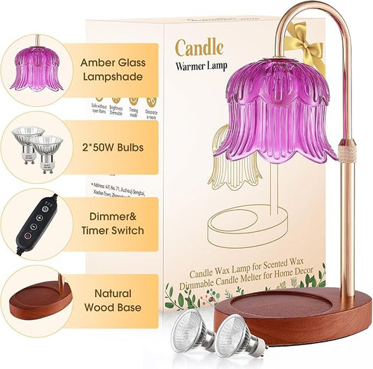 Candle Warmer Lamp Adjustable Timer Electric-Purple Flower-Shaped Wax lamp
