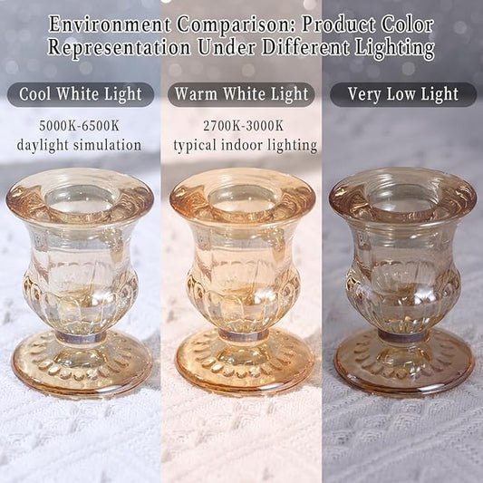 Letine Gold Candlestick Holders Set of 12-2.5" H Taper Candle Holders Bulk -Gold Glass Candle Holder for Thanksgiving, Christmas, Rustic Wedding Centerpieces, Party Decor