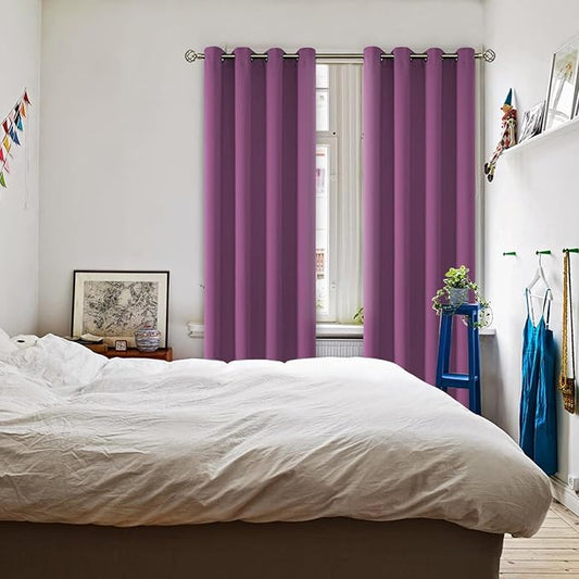 BGment Room Darkening Curtains 95 Inches Long - Grommet Thermal Insulated Drapes Window Treatment Curtains for Bedroom, 2 Panels, 52 x 95 Inch, Eggplant Purple