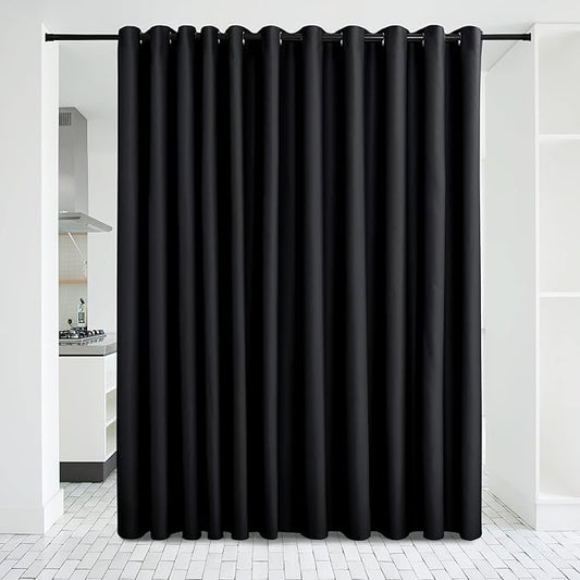 NICETOWN Black Room Dividers Curtains Screens Partitions, Premium Heavyweight Laundry Room Divider for Office, Vintage and Sliding Room (1 Panel, 20ft Wide x 7ft Long)