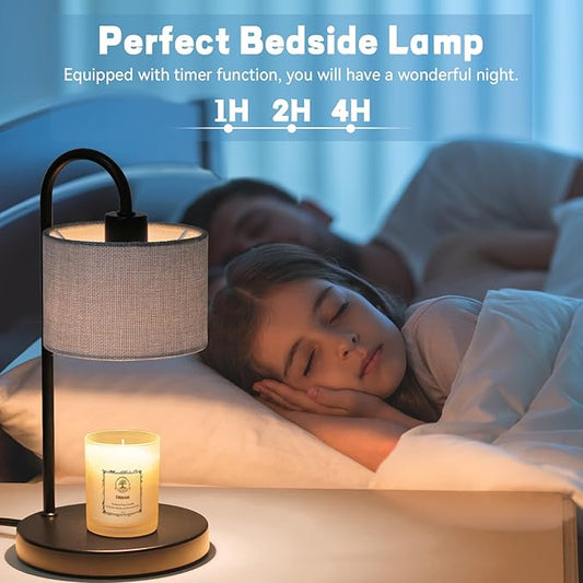 Candle Warmer Lamp with Timer, Dimmable Candle Wax Warmer Electric Candle Lamp for Scented Candles with 2 Bulbs, House Warming Gifts Christmas Gifts for Women Bedroom Home Decor - Gray