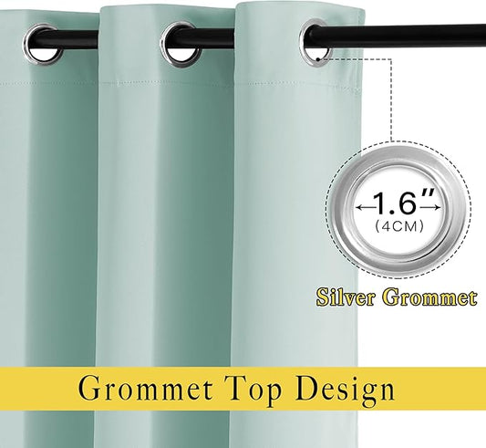 NICETOWN Light Reducing Grommet Curtains - Triple Woven Textured Soft Curtain Panels for Living Room Window Treatment Drapes for Sliding Door (W80 x L108, Aqua Blue, 2 Pieces)