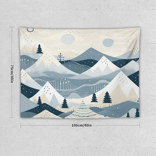 MaSiledy Tapestry Snow Mountain Scandinavian Winter Aesthetic Bedroom Tapestries Xmas Rustic Winter Holiday Tapestry Wall Hanging Wall Hanging for Bedroom Living Room Dorm Landscape 30"x40"