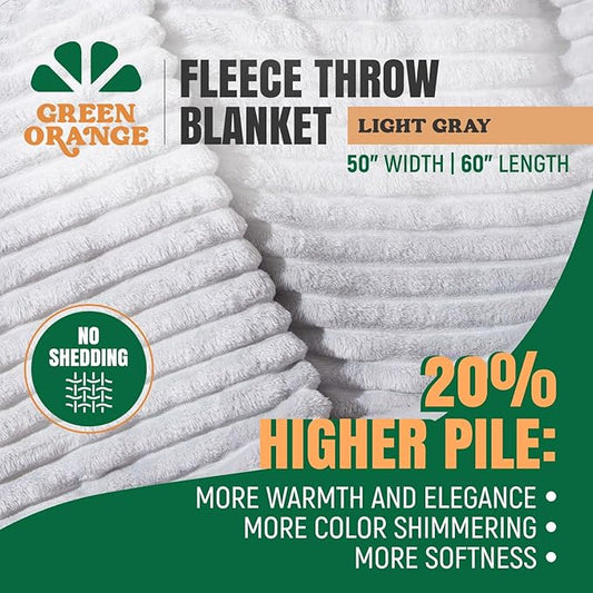 GO Premium Plush Soft Throw Blanket for Couch - Light Gray Fleece Blanket for Living Room, Bedroom, Home Decor - Small Couch Blanket for Men, Women (50x60 Inches)