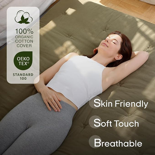 ZonLi Japanese Floor Futon Mattress Full Size 80"x 54", 100% Cotton Cover 2.5'' Thicken Tatami Mattress, Foldable Sleeping Pad, Portable Dormitory Tatami Mat