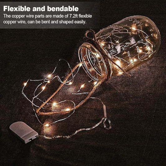 MUMUXI 24 Pack 7.2ft Fairy Lights Battery Operated, 20 LED String Lights, Waterproof Silver Wire, Warm White for Bedroom, Weddings, Halloween, Christmas Decorations, Battery Powered Indoor Outdoor Use