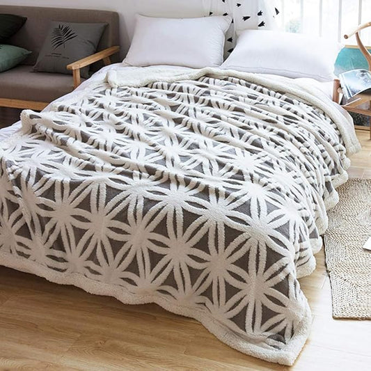 LOMAO Sherpa Fleece Blanket 90x90 Fuzzy Soft Throw Blanket Dual Sided Blanket for Couch Sofa Bed (Grey, 90''x90'')