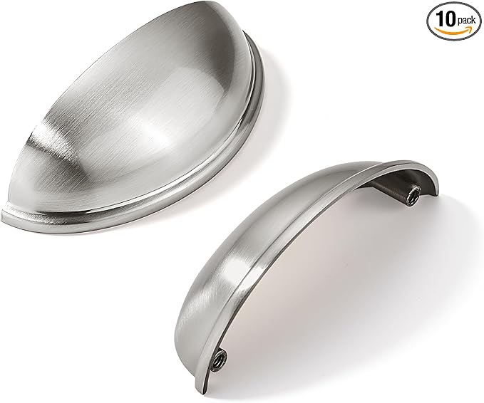 khtumeware 10 Pack 5" Drawer Pulls Brushed Satin Nickel Cabinet Cup Pulls Kitchen Hardware Cabinet Handles Drawer Handles Knobs 5 inch Hole Center