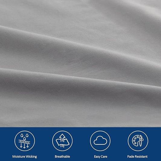 California King Sheet Sets for Air Mattress - Extra Deep Pocket Cal King Sheet Set - 3Pcs Side Storage Pocket Fitted Sheet & Pillowcases Easily Fits 16in to 24in Pillow Top Air Bed Mattress(Grey)