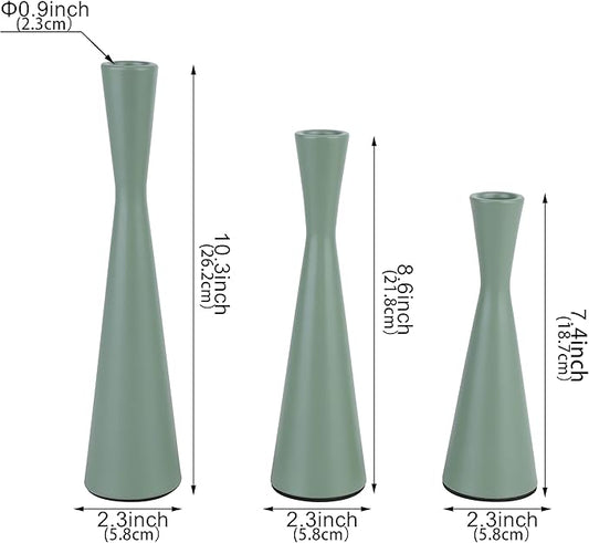 Vixdonos Taper Candle Holders Metal Candlestick Holders Set of 3 Table Mantel Decorative Candle Stand for Dinning,Party,Wedding,Home Decor(Green)