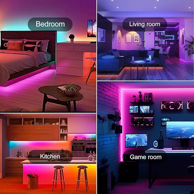 100 FT LED Lights For Bedroom,With 44 Key Infrared Remote Control And Bluetooth Application Smart LED Strip Lights, Music Synchronous Color Changing Light Strip, Used For Room Kitchen Party Decoration
