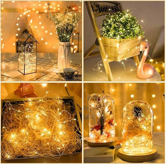 MUMUXI 20 Pack 3.3ft Fairy Lights Battery Operated String Lights, Mini LEDs Powered, Waterproof Indoor Silver Wire Firefly Mason Jars, Warm White for Home Decor, Parties, and Weddings