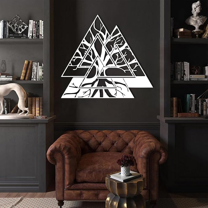 Veplsur Metal Tree of Life Wall Sculpture, Norse Viking Decor, Pagan Wall Art, Scandinavian Home Decor, Godly Home Decor (Gold, 19"x19")