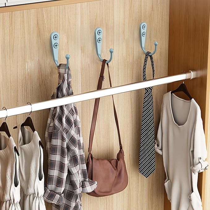 15 Pcs Black Wall Mounted Coat Hooks, Hanger Hook with 30 Pieces Screws for Towel, Key, Robe, Scarf, Bag, Cap, Coffee Cup, Mugs(Bule)