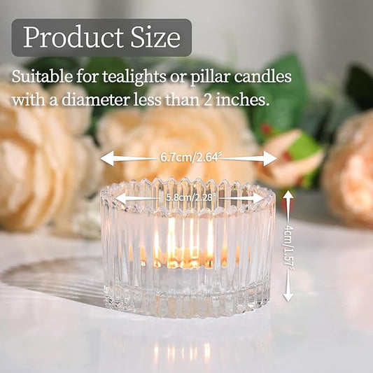 24 pcs Large Tea Light Holders, Clear Glass Candle Holders, Votive Candle Holders for Table Centerpiece Wedding Table Decor(1.57" H 2.64" D)