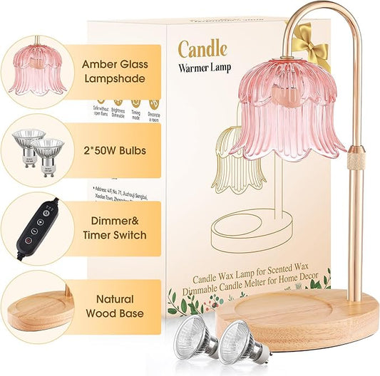 Candle Warmer Lamp Adjustable Timer Electric-Pink Flower Wax lamp