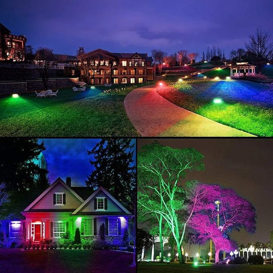 Led Flood Light 30W, 300W Equivalent 3000 LM Outdoor Color Changing Led Stage Landscape Lights, Bluetooth RGBW Smart Floodlights 2700K & 16 Million Colors&Timing& Music Sync, IP66,US 3-Plug (6 Pack)