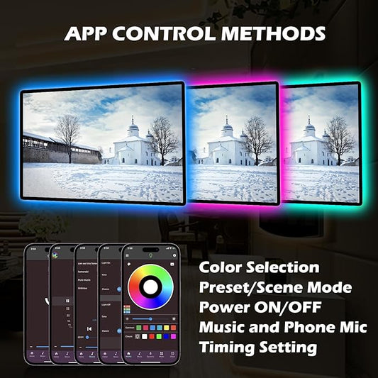 KIKO Powered Led Strip Lights, 20ft one Sets of Strip Light with 4 AA Battery Box/USB RGB LED Light, Remote and APP Control