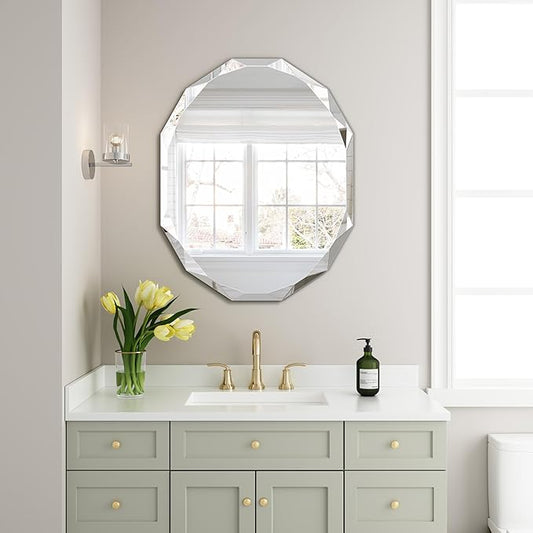 Silver Wall Mirror-Beveled Edge Frameless Mirror for Bathroom, Vanity, Bedroom, Rectangle Mirrors(24X30inch)