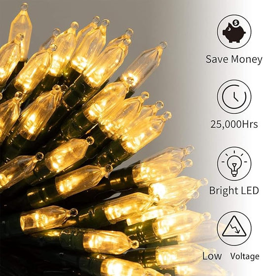 Battery Operated Christmas Lights 2 Pack 18 Feet 50 LED Clear Mini String Lights with 8 Modes Waterproof Tree Lights for Xmas Outdoor Indoor Holiday Party Garden Decor, Warm White