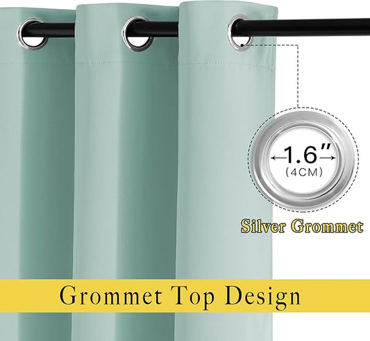 NICETOWN Aqua Blue Bedroom Curtains 72 inches Long, Grommet Blackout Thermal Insulated Window Treatment Room Darkening for Bedroom/Home Office, 2 Panels, W37 x L72