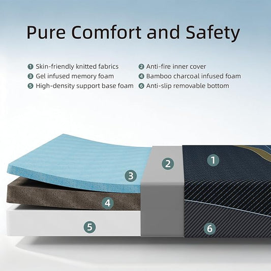Crystli King Mattress 10 Inch, Gel Memory Foam King Size Mattresses, Activated Charcoal Infused, Medium Firm Bed Mattress in a Box for Pressure Relief, Fiberglass-Free, CertiPUR-US Certified, Black