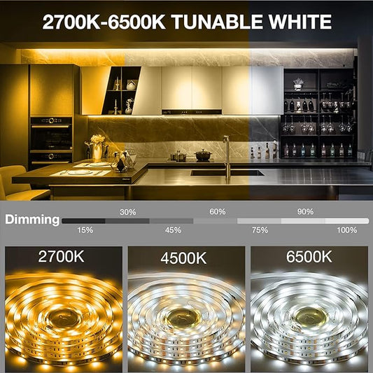 DAYBETTER 8 PCS Under Cabinet Lighting Kit, Bright Under Cabinet Lights, Flexible Led Strip Lights with Remote, for Kitchen Cabinets Shelf Desk Counter, 2700K-6500K Warm to Daylight White, 13.2ft