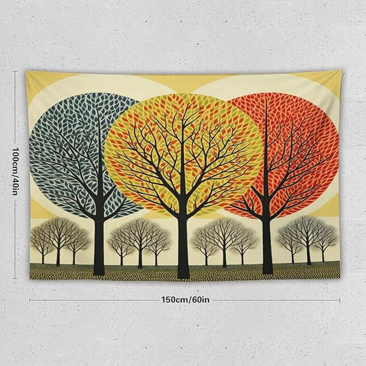 Shabby Chic Trees Wall Tapestries Autumn Nature Forest Wall Hanging Wall Tapestry Aesthetic Landscape Tapestry Wall Hanging for Dorm Living Room 40"x60" Tapestries Winter Snowflake Decorative