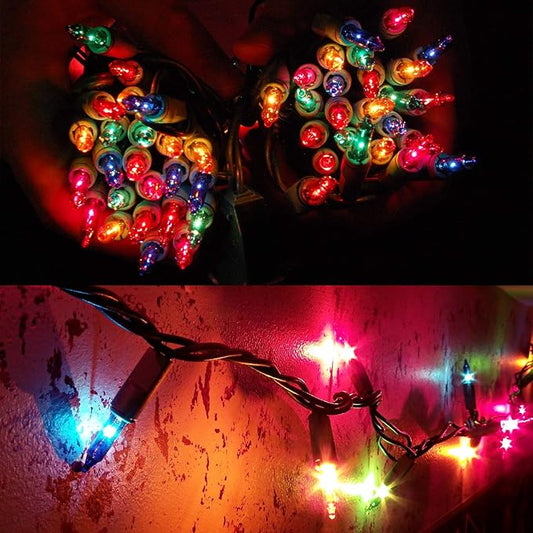 Christmas Lights Indoor Outdoor, 33FT 150 Lights Multicolor Christmas Tree Lights, 120V UL Certified Incandescent Mini String Light for Xmas Decoration, Holiday, Party, Home(No Twinkle Function)