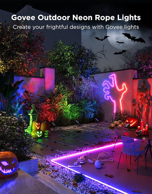 Govee Outdoor Neon Rope Lights, 32.8ft RGBIC IP67 Waterproof Patio Decorations with 64 Scene Modes, Music Sync, Flexible LED Outdoor Lights, Neon Lights Work with Alexa, Google Assistant