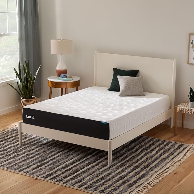 Lucid 10 Inch Memory Foam Mattress - Medium Feel - Infused with Refreshing Bamboo Charcoal and Cooling Gel - Bed in a Box - Temperature Regulating - Pressure Relief - Breathable - Twin Size