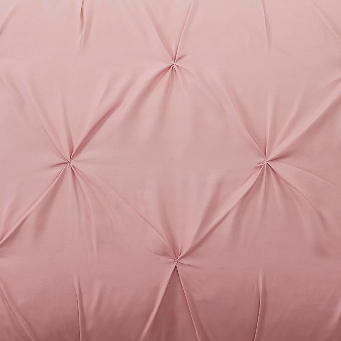7 Piece Comforter Set Bed in a Bag Ombre Pintuck Design All Season Soft Down Alternative Bedding Comforter Set & Luxurious Matching Bed Sheets & Pillow Shams, Ombre Pintuck Blush, Queen