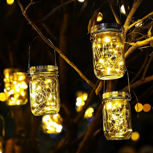 Cooo 12 Pack Solar Lanterns Outdoor Waterproof Upgraded Crystal Glass Solar Mason Jar Lights 30 LED 215% Larger SolarPanel, Anti-Rust Lid(Just a Little More,Get Double The Delight-Warm White)