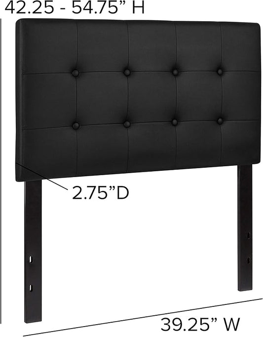 Flash Furniture Lennox Tufted Upholstered Twin Size Headboard in Black Vinyl