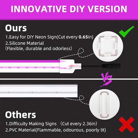 Lamomo LED Strip Lights, 32.8Ft Purple Neon Led Rope Lights, 0.65in/Cut DIY Flexible Silicone Waterproof 24V Led Light Strip for Bedroom,Indoor, Living Room, Kitchen(Power Adapter not Included)