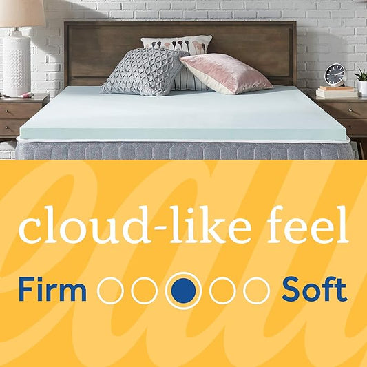 Sealy TrueForm 2" Memory Foam Mattress Topper, King, Blue