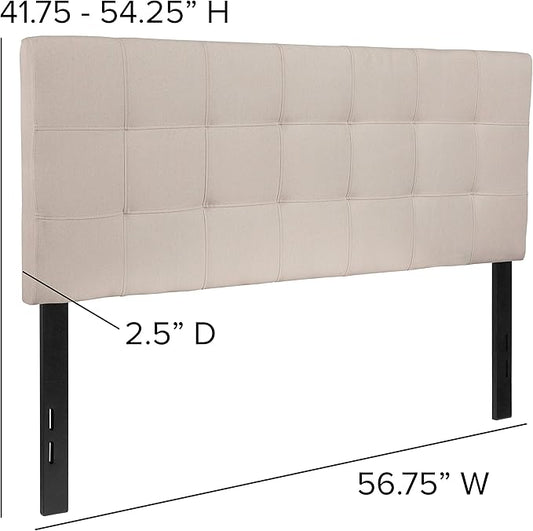 Flash Furniture Bedford Box Stitch Tufted Upholstered Full Size Headboard in Beige Fabric