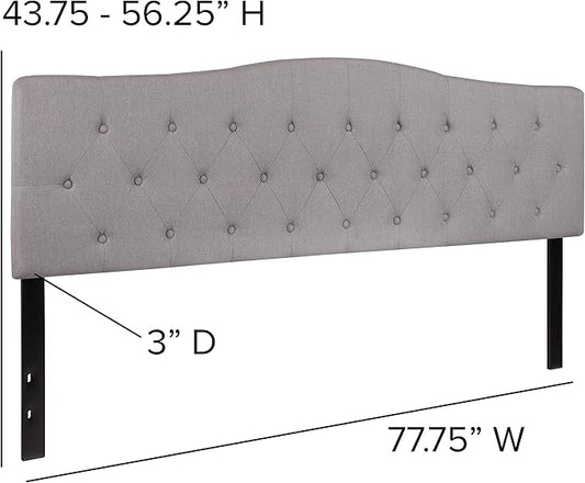Flash Furniture Cambridge Tufted Upholstered King Size Headboard in Light Gray Fabric