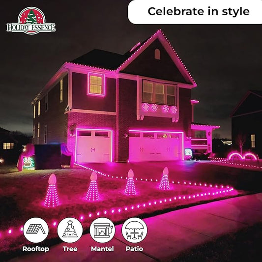Pink Christmas Valentine's String Lights 100 Mini Incandescent Fairy Light Decor 20.6 Ft White Wire Indoor & Outdoor Party Patio Bedroom, Xmas Tree Garland Easter Holiday Decoration