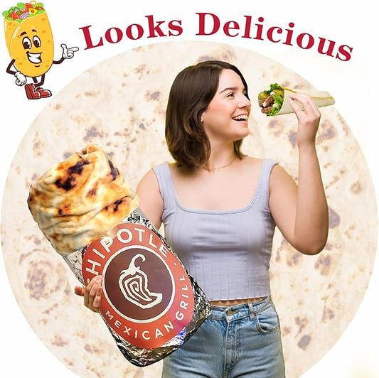 Jorbest Burritos Tortilla Throw Blanket Birthday Gifts for Adult and Kids, Realistic Tortilla Food Blanket Funny Gifts for Women Men Teen Mom Dad, 285 GSM Soft Flannel Taco Blanket (Tan, 80 inches)