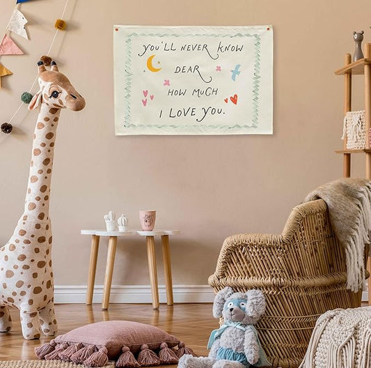 Nursery Rectangular Canvas Banner-Boho Flag Wall Decor for Toddler Boy Girl Kids,Baby Room Above Crib Bedroom Playroom Reading Room Decor-Baby Shower Birthday Christmas Gift-You'll Never Know Dear