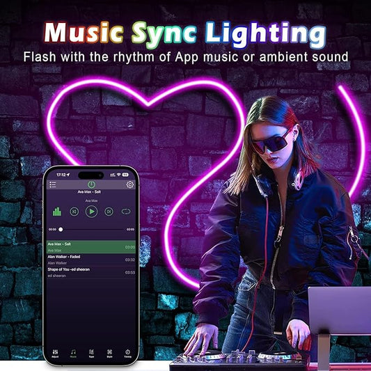 EJ's SUPER CAR 20Ft Neon Rope Lights, Flexible LED Strip Lights with App Remote, Outdoor IP65 24V RGB Rope Lights for Bedroom, Music Sync Gaming Led Neons Light Strip for Outdoors Decor