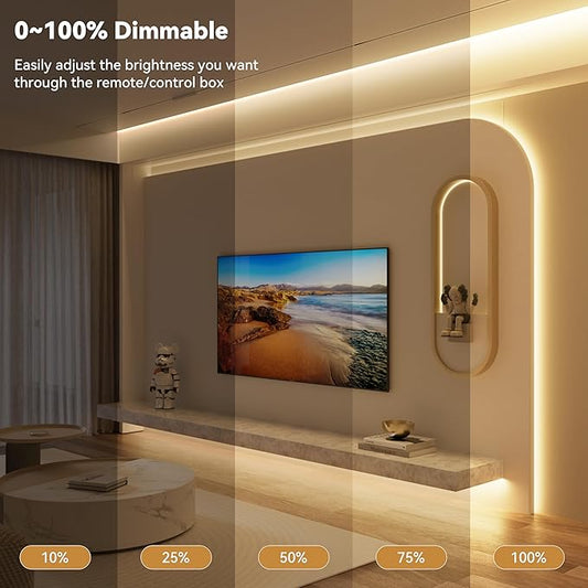 PAUTIX COB LED Strip Light 16.4ft,Engineering Level UL Listed Warm White 3000K,CRI93+ Super Bright High Lumen,Dimmable 24V Flexible LED Tape Light with RF Remote,for Cabinets,Home&Office DIY Lighting