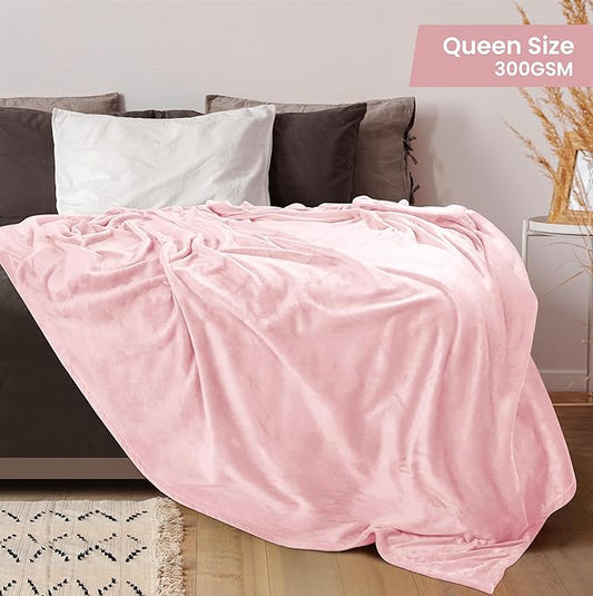 Utopia Bedding Fleece Blanket Queen Size Pink 300GSM Luxury Fuzzy Soft Anti-Static Microfiber Bed Blanket (90x90 Inch)