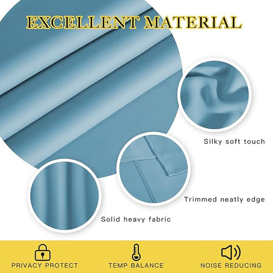 NICETOWN Window Curtains 72 inches Long, Thermal Insulated Grommet Room Darkening Window Treatments for Bedroom/Living Room, Teal Blue, Set of 2, W37 x L72