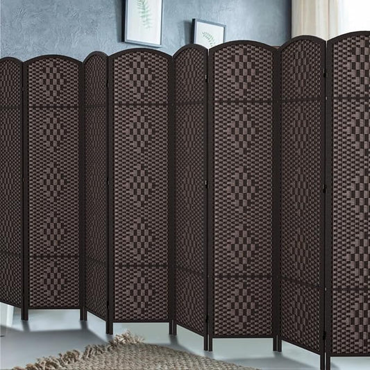 Rose Home Fashion 6 ft Tall Room Divider, Room Dividers and Folding Privacy Screens, 15.7in Privacy Screen 8 Panel Partition Temporary Wall Separation for Private, Dark Coffee