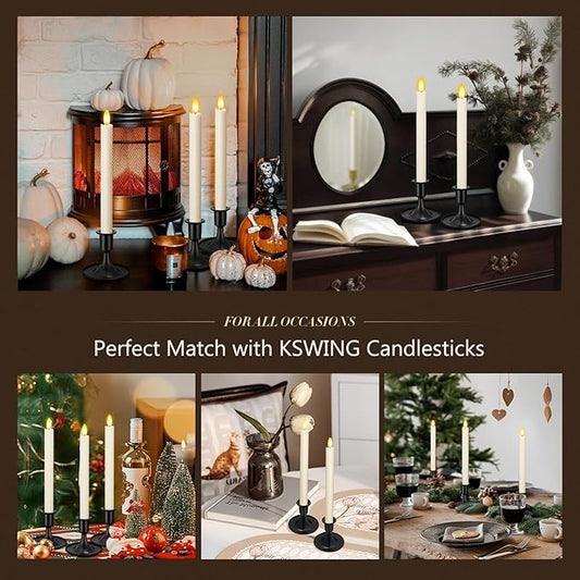 Candlestick Holders 6 PCS Short Metal Taper Candle Holders, KSWING Black Candle Stick Holders Set, Perfect for Table Centerpiece Mantel Party Wedding Christmas Home Decor, Set of 6
