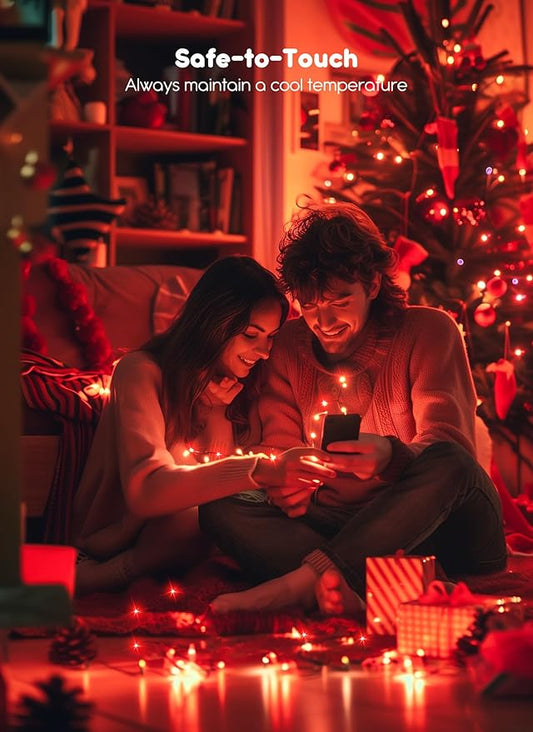 33Ft 100 LED Outdoor String Lights, Red Fairy Lights Battery Operated with Remote, Waterproof Twinkle Lights for Bedroom Dorm Patio Tapestry Backyard Garden Party Indoor Valentine's Day Decoration