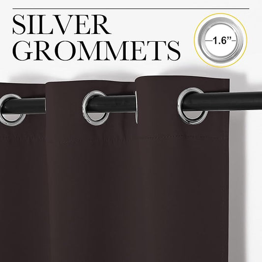 NICETOWN Blackout Thick Window Curtains - Thermal Insulated Grommet Drape Panels for Bedroom and Living Room (Brown, Set of 2, W42 x L95)