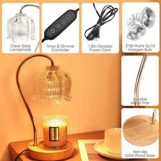 Dimmable Flower Candle Warmer Lamp with Timer - Fits All Jar Scented Candles - Christmas & Mother's Day Gift for Women,Mom